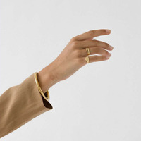 Nouveau sans ternissure étanche minimaliste empilable 18K PVD mode plaqué or en acier inoxydable éternité femmes anneaux bijoux