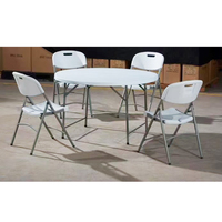 Chaise pliante blanche en HDPE avec table de pique-nique pliable chaise de plage de pêche en plein air pour parc et cour en gros