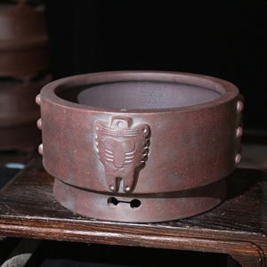 Purple <b>Clay</b> <b>Flower</b> <b>Pot</b> Non Porous Water Basin Aquatic Plant <b>Pot</b> Handmade Bonsai <b>Pot</b> Beast Face Drum Ding Duxiliang - Product Image 4