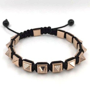 Pyramide de pierre naturelle incrustée de perles de pierre cz <span class=keywords><strong>bracelet</strong></span> motif hommes <span class=keywords><strong>bracelet</strong></span> en <span class=keywords><strong>macramé</strong></span> pour homme - Product Image 3