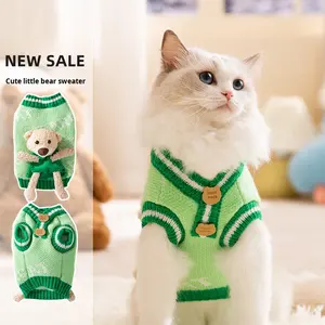 Small Dog Pet Cat <span class=keywords><strong>Clothes</strong></span> Outono e inverno Warm Knitted Bear Letter Sweater Espessado para conforto para feriados de Natal - Product Image 2