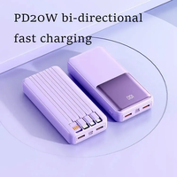 Batterie externe 20000 mAh avec 4 câbles, chargeur rapide 3.0, sortie PD 22,5 W, sortie USB-C 20 W, charge rapide, Powerbank 20000 mAh