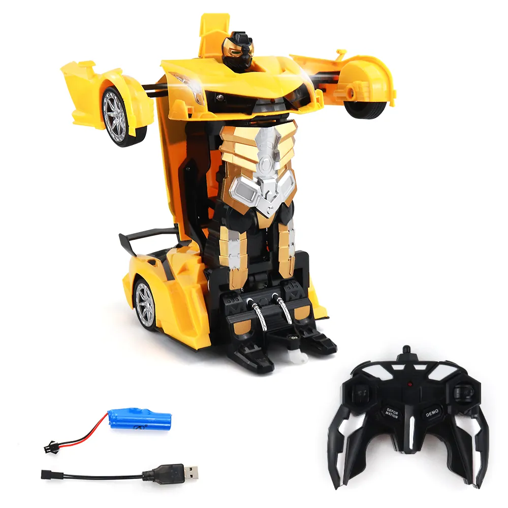 Çocuklar için eğitici oyuncaklar oyunları uzaktan kumanda araba 777 sarı-1 1:12 2.4G Robot dönüşüm oyuncak arabalar