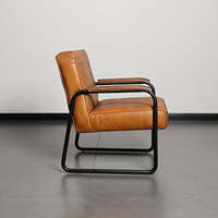Fauteuil de loisirs en cuir véritable, rembourré et ciré à l'huile, style vintage américain rétro, pour la maison ou le bureau