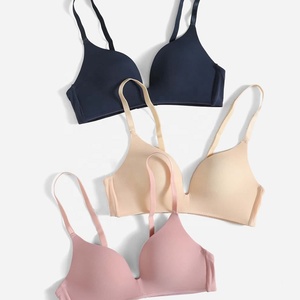 Good Quality Wholesale Custom Hot Sexy Solid Daily Comfort Ladies Wire Free <strong>Bra</strong> <strong>With</strong> <strong>Clear</strong> Straps - Product Image 4