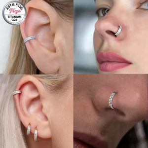 Orecchini in Titanio ASTM F136 con Zirconi a Doppio Strato, Anelli per Daith, Helix, Lobo, Anelli per Naso, Septum Clicker, Gioielli per Piercing Corporeo alla Moda - Product Image 3