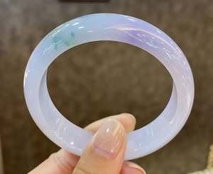 紫罗兰玉手镯和平缅甸圆棒浮花春朱砂女冰蜡质各种淡紫色 - Product Image 2