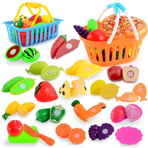 Hot selling play house toys children simulation kitchen girl cut fruits and vegetables cut happy kitchen toys food kids
