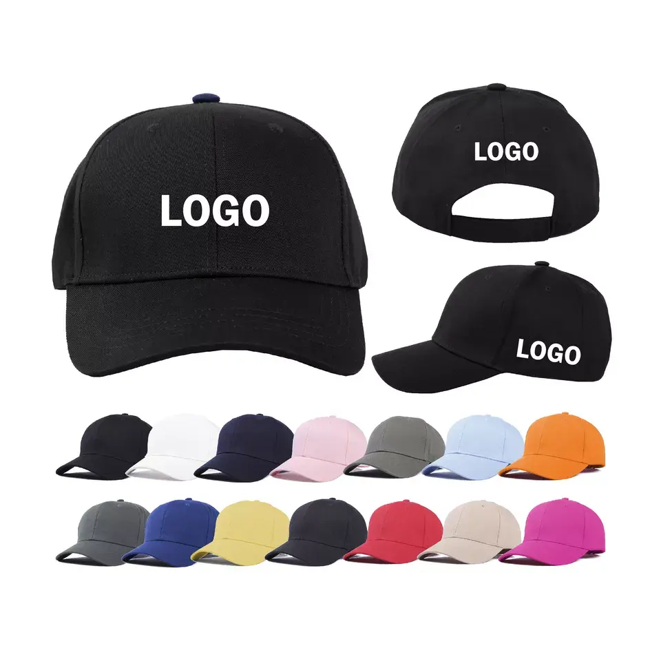 夏のカスタムロゴ印刷OEM安い綿6パネルユニセックスブランク刺Embroideryピュアカラー男性野球帽