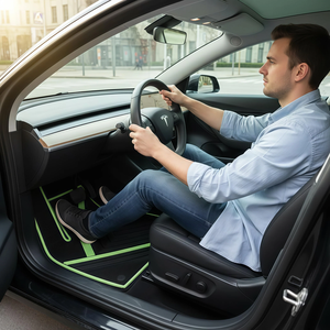 Tapis de sol de voiture 3D à bordure étendue pour Tesla Model 3, protection contre toutes les intempéries, 2017-2025, tapis de sol de voiture, lot de 3, avant et arrière, en caoutchouc - Product Image 3