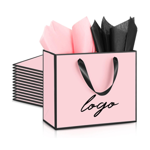 Custom <strong>Printed</strong> <strong>Logo</strong> Pink Boutique Wrapping Retail Shopping Packaging Luxury Jewelry Clothing Gift <strong>Paper</strong> <strong>Bag</strong> <strong>With</strong> Ribbon Handle - Product Image 1