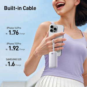 OEM en línea al por mayor 22,5 W 10000mAh bancos de energía pequeños de doble dirección de carga rápida tipo C cargador portátil con cable incorporado - Product Image 5