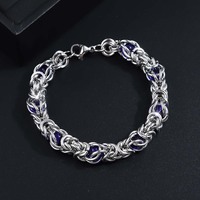 Bracelet pour homme en acier inoxydable avec incrustation de pierres précieuses, style haut de gamme et tendance, chaîne faite à la main, vente en gros
