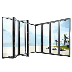 Portes pliantes en verre empilables en alliage d'aluminium de haute qualité, coupe-vent et isolantes thermiquement, adaptées aux jardins de villas. - Product Image 1