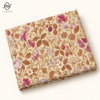 Kain Katun Voile Motif Bunga Vintage English Garden Sweet Pea Rose, Ringan, Bahan Katun Poplin untuk Kemeja dan Gaun
