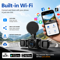 Caméra de tableau de bord 4 canaux avec WiFi, vision nocturne, capteur G, résolution 1K+480P+480P+480P pour une conduite plus sûre, caméra de tableau de bord 1080p
