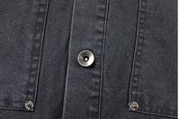 Blouson de camionneur à boutons, col rabattable, poches plaquées, manches longues, vêtement de travail, streetwear, vêtement d'extérieur, kaki gris, vente en gros