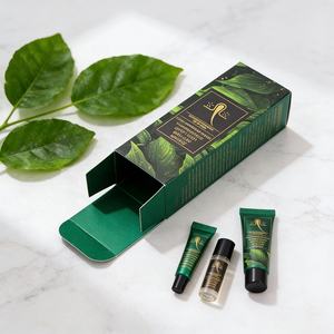 Paquete de tarjeta de nieve <span class=keywords><strong>blanca</strong></span> plegable para aceite de cabello de biotina Impresión de patrón hermoso con acabado UV de inundación de pantalla de seda - Product Image 1