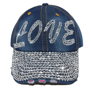 Casquette de baseball rétro à 6 panneaux avec logo en strass, style sportif délavé, structurée, haute performance, fermeture réglable, pour l'extérieur - Product Image 3