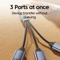 Câble d'extension répartiteur USB/Type-C 3-en-1 avec connecteurs métalliques, blindage en nylon tressé, charge rapide 3A pour ordinateur, écouteurs, OTG
