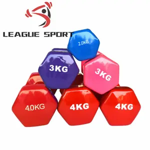 Lig-spor düşük fiyat sıcak satış renk 0.5Kg vinil kaplı neopren dambıl ağırlık 1 Kg 5 Kg 10 Kg satılık