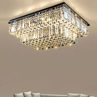 Lustre en cristal taillé à facettes, LED trois couleurs, moderne, minimaliste, luxueux, pour salon et chambre à coucher