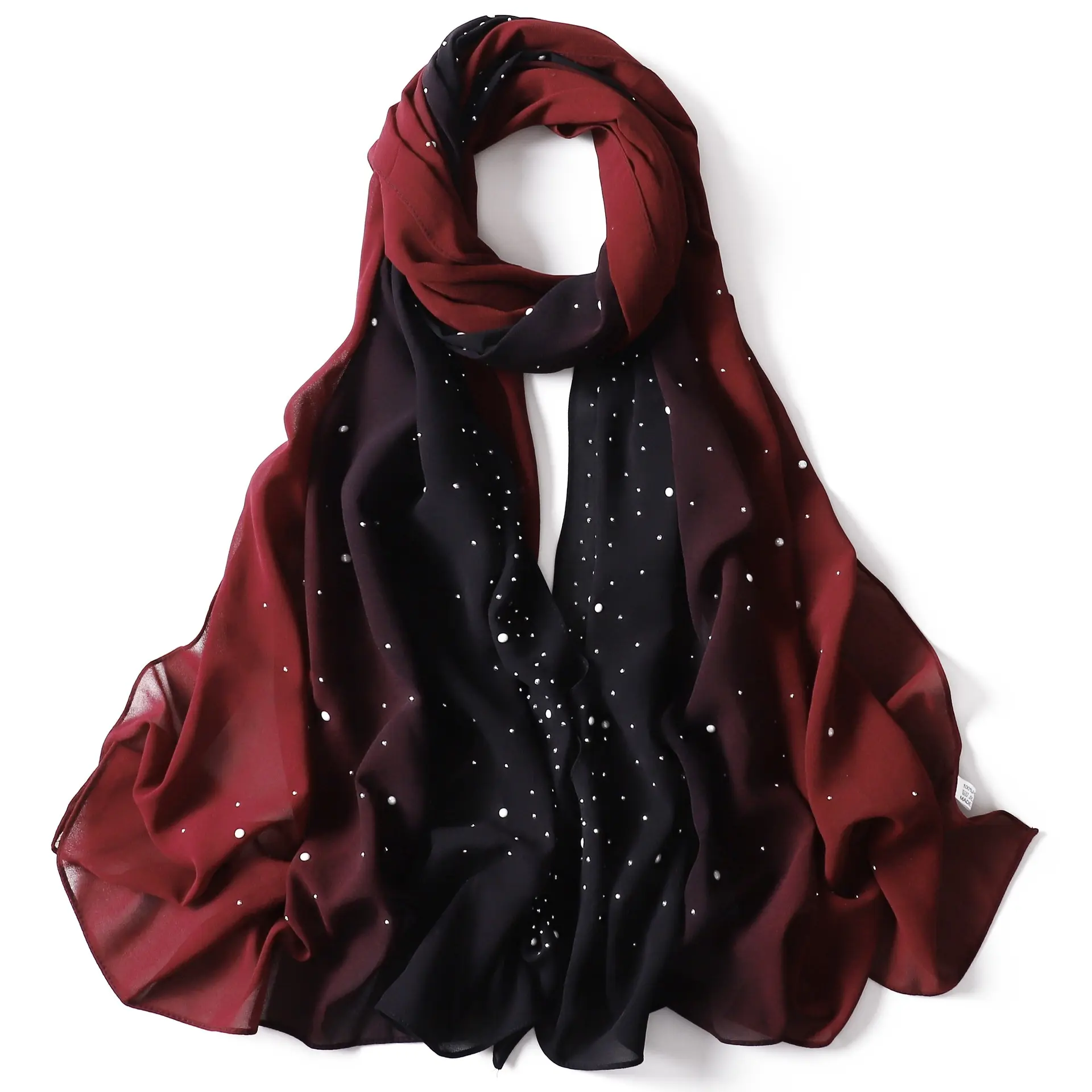 Pearl chiffon shiny crystal rhinestone hijab scarf for women Lady
