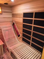 Sauna de Infrarrojos con Interior de Madera de Hemlock Canadiense y Exterior de Aluminio