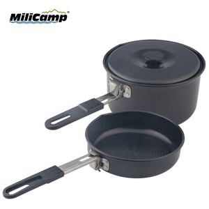 Ensemble de cuisine de camping 2 pièces avec poignée pliable, poêle à frire en aluminium antiadhésive - Product Image 2