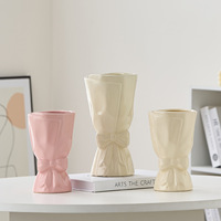 Vase en céramique à fleurs, orné d'un nœud, pour fleurs fraîches hydroponiques, style nordique, pour bureau, restaurant, salon, haut de gamme