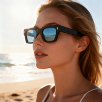 Lunettes de soleil Mellume OEM personnalisées de luxe, en acétate polarisé, surdimensionnées, faites à la main, rectangulaires, épaisses, carrées, en acétate personnalisé