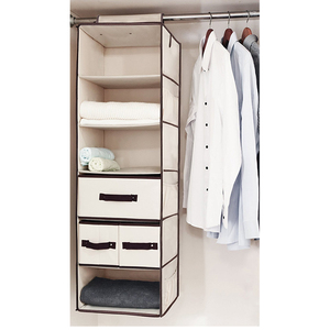 Fashionable Foldable 6 shelf closet hanging organizer with 1 Drawer 1 Box Set