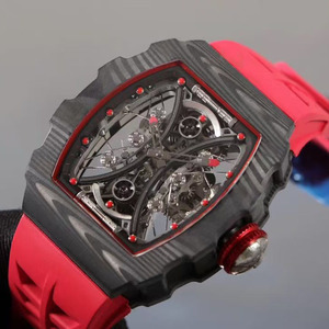 Montre de luxe pour homme, nouveau style sportif rouge, fabrication artisanale, tourbillon en fibre de carbone TPT, entièrement squelettée. - Product Image 2
