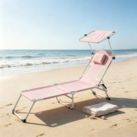 Chaise longue de bronzage robuste en fer OEM personnalisée 150 kg avec découpe pour le visage, pliable, en Oxford 600D, pour extérieur, vente en gros