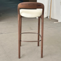 Tabouret de bar en bois massif, chaises de bar d'îlot en bois, tabourets de comptoir rembourrés en tissu, chaises de bar avec coussin en bois pour restaurant et hôtel