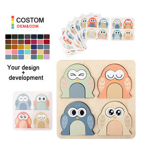 Holz-Puzzle-Set für Kleinkinder Eulen-Gesichts-Puzzle Wörter-Alphabet-Puzzle Tieren-Jigsaw für Kinder im Alter von 2 3 4 Jahren Frühschule-Spielzeug - Product Image 1