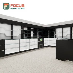 Vitrine de présentation large pour magasin de tabac, en bois et verre, avec éclairage LED, comptoir de présentation de tabac - Product Image 3