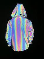Veste coupe-vent unisexe à capuche réfléchissante arc-en-ciel, fermeture éclair intégrale, polaire, dernière tendance 2024 pour hommes