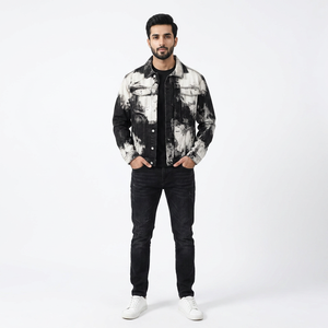 New Street Wear Style <b>Men's</b> Denim <b>Jacket</b> Custom Made Comfortable Cotton Windproof Hooded Stand Collar Front Logo Vintage Style - Product Image 1