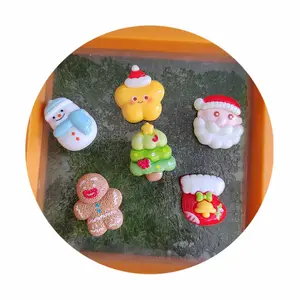Hot Selling 100Pcs Christmas Theme Resin Slime Charms ]Snowman Tree Star Cartoon Embellishments Supplies For Craft Making