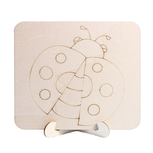 Pinturas de animales hechas a mano con bloques de madera, coloreo DIY para niños de jardín de infantes, pintura, graffiti, juguetes educativos creativos de madera - Product Image 1