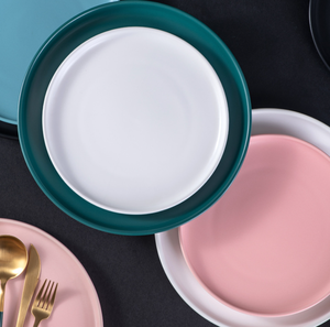 Assiettes en porcelaine de couleur macaron, personnalisables, finition polie, vaisselle moderne et écologique pour hôtels et restaurants - Product Image 5