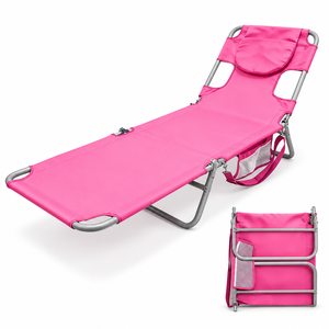 Chaise longue de plage pliable et réglable, écologique et durable, avec sangles de transport latérales, pour l'extérieur – Vente en gros - Product Image 1
