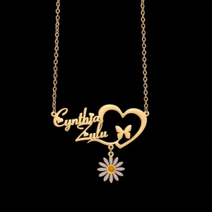Collar Personalizado de Acero Inoxidable con Diseño de Flor de Margarita y Nombre Personalizado, Cadena Romántica, Dropshipping - Product Image 4