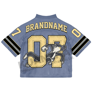 Personalizado hombre recortado <span class=keywords><strong>de</strong></span> gran tamaño Vintage Streetwear deportes Retro <span class=keywords><strong>americano</strong></span> Boxy malla camiseta fútbol Jersey para hombres - Product Image 4