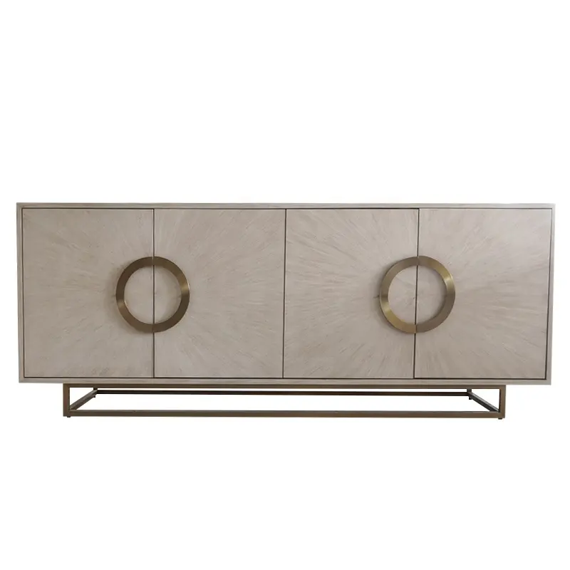 Buffet de salle à manger et de Buffet, mobilier blanc personnalisé avec Base en acier inoxydable or, brillant, nouveau