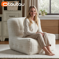 OTAUTAU Housse de pouf de luxe en fausse fourrure de lapin effet gaufré, sans rembourrage, pour canapé-lit, chaise longue, fauteuil inclinable, pouf ottoman, sac SF055