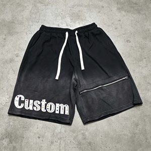 Shorts en tricot respirant pour homme, noirs, personnalisés, avec cordon de serrage, imprimé, fermeture éclair, style streetwear décontracté - Product Image 3