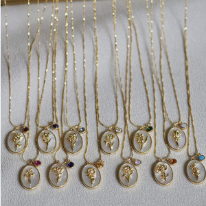 Collier vintage plaqué or 18 carats avec <span class=keywords><strong>perle</strong></span> ovale et coquillage, pierre <span class=keywords><strong>de</strong></span> <span class=keywords><strong>naissance</strong></span> des 12 mois, certifié CE - Product Image 6