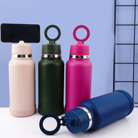 Nouvelle Bouteille Isotherme Magnétique 32oz avec Support Téléphone Magsafe, Tasse de Voyage Réutilisable avec Couvercle et Pailles pour Camping